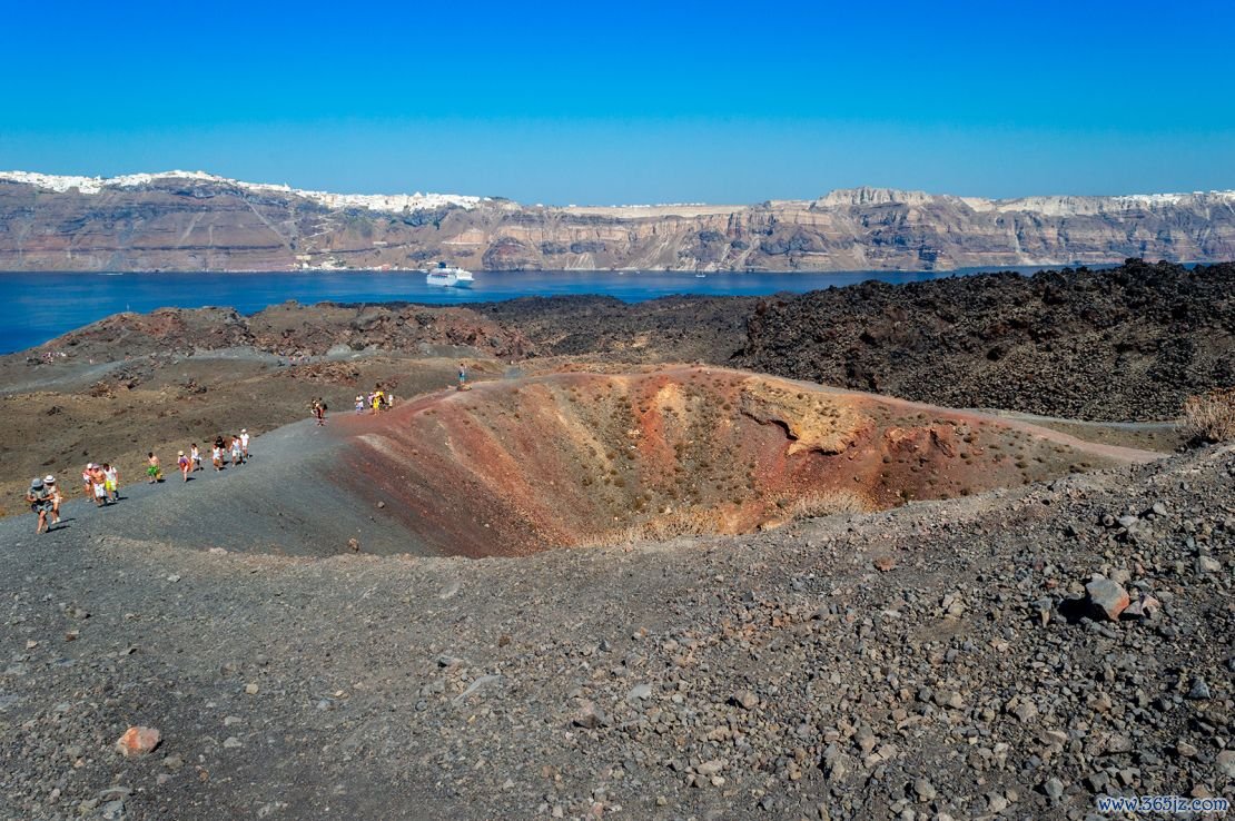 Tourists can take boat trips to Nea Kameni, home to an active volcano.