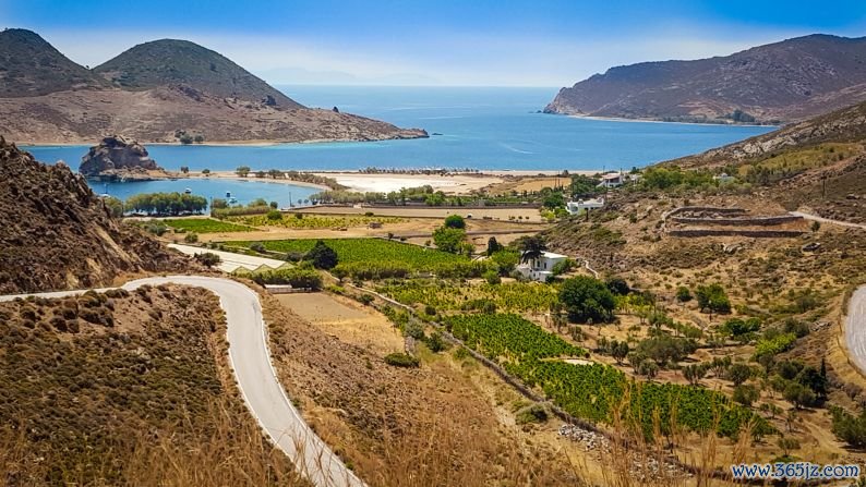 Ambitious plans: A Swiss politician, Josef Zisyadis, is cultivating vines in 20 acres of land near Petra beach with Dorian Amar, a French winemaker.