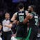 Boston Celtics forward Jayson Tatum (0) called for a technical foul as they take on the Cleveland Cavaliers in the second quarter during game five of the second round for the 2024 NBA playoffs at TD Garden. Mandatory Credit: David Butler II-USA TODAY Sport